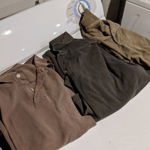 3 green polo shirts